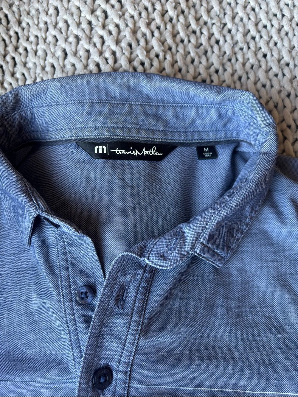 Travis Mathew Heathered Light Blue Polo